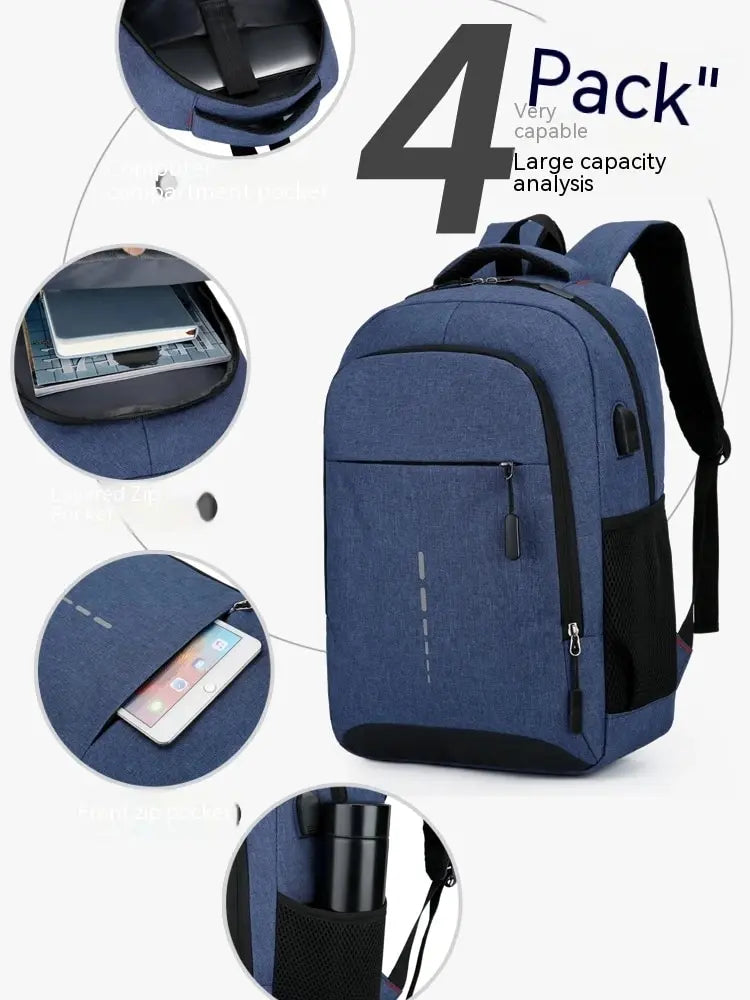 Men’s Large Capacity Backpack – Simple Fashion Travel & Laptop Bag for Male/Female Students
