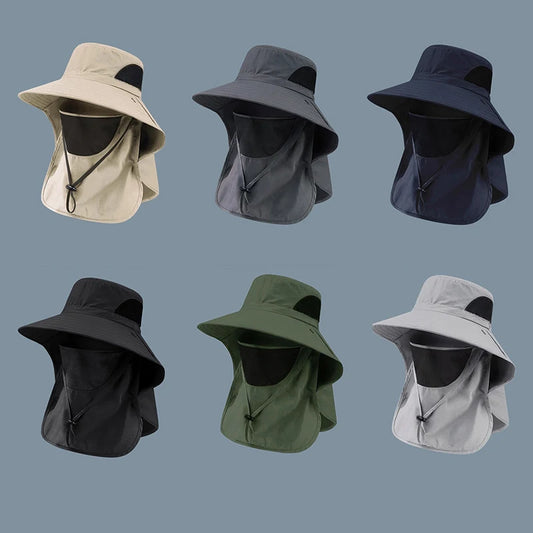 Summer UV Protection Sun Hat – Outdoor Fishing, Hiking & Camping Bucket Cap with Neck Flap for Men & Women