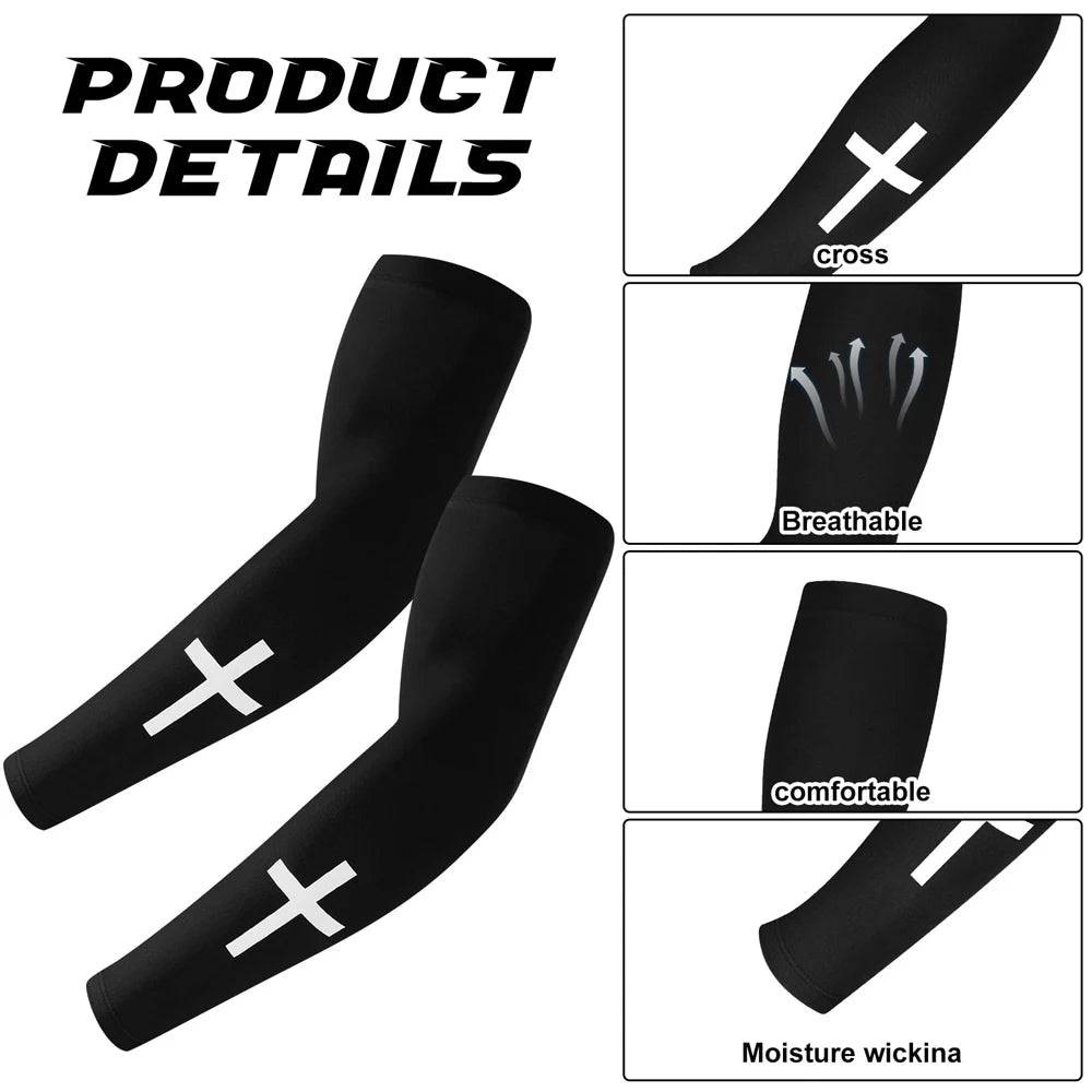 1 Pair Cross UV Cooling Arm Sleeves – Compression Sports Sleeves for Men & Women