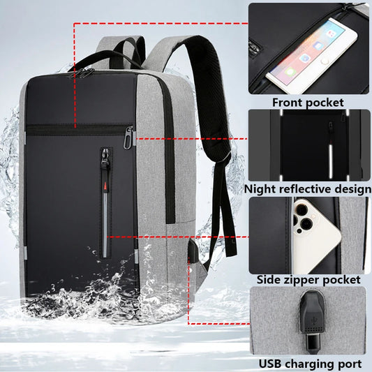 Waterproof Business Backpack for Men – USB Charging 15.6” Laptop Bag, Large Capacity School & Travel Backpack