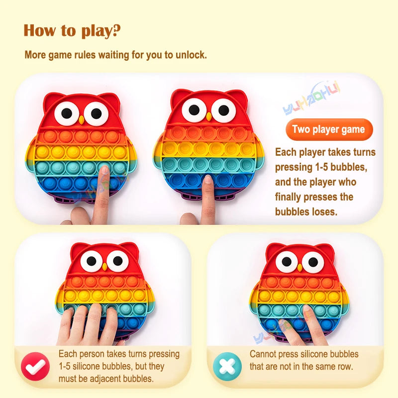Rainbow Pop Push Bubble Fidget Toy – Stress Relief Sensory Toy for Kids & Adults