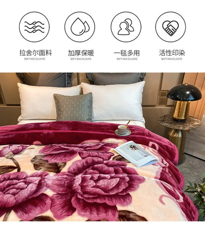 Winter Double Layer Raschel Blanket – Thick Warm Heavy Fluffy Fleece Quilt 150x200cm