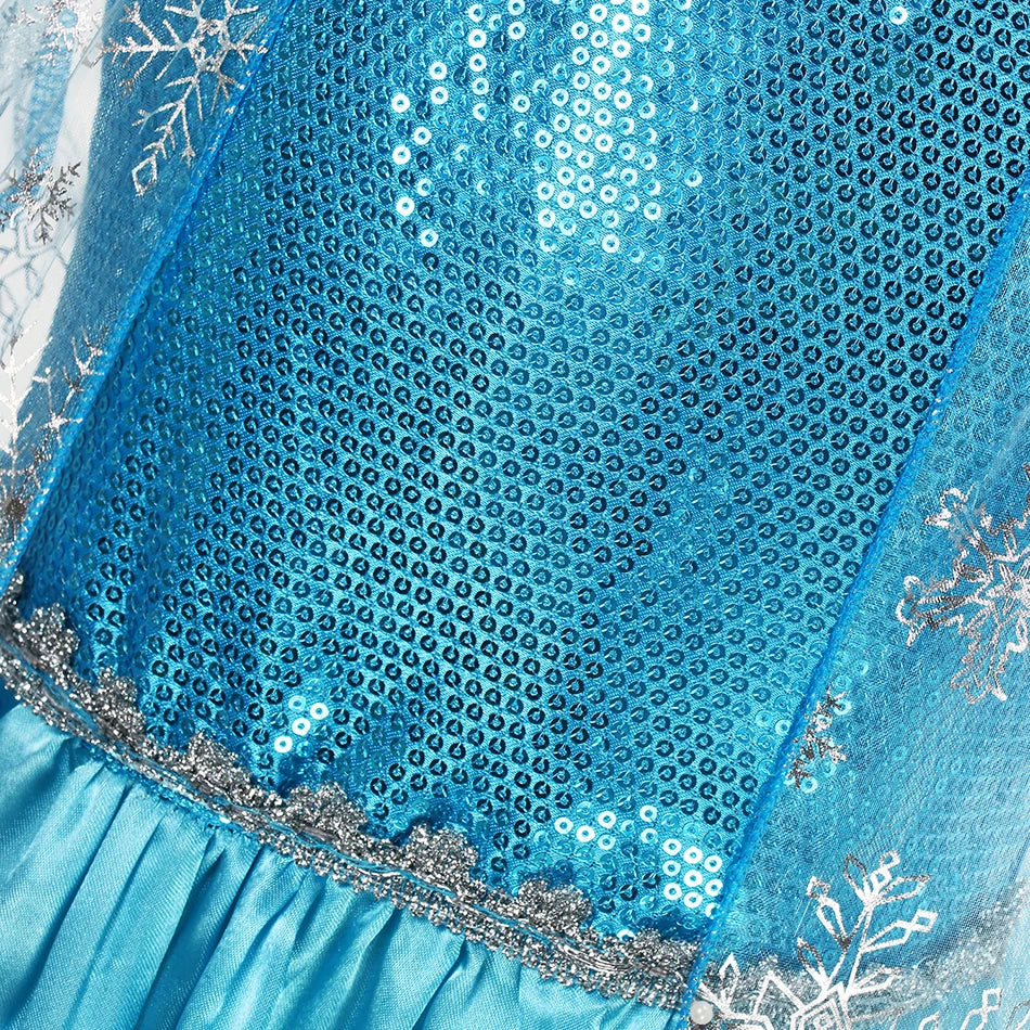 Girls Elsa Princess Dress – Frozen Snow Queen Costume for Kids 2025 Carnival & Party