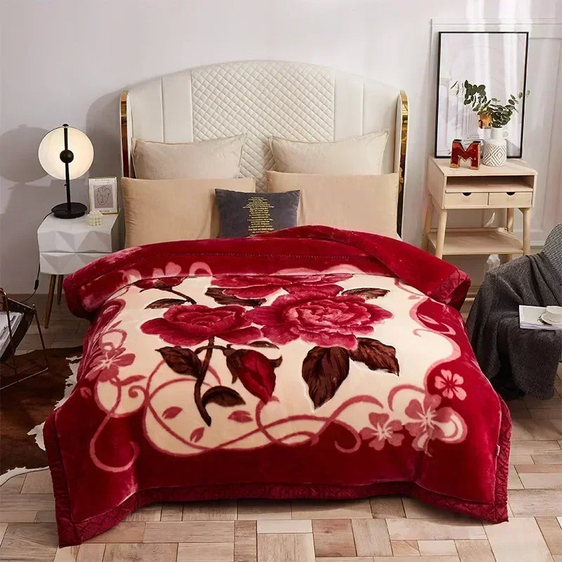 European Style Warm Raschel Blanket – Thickened Weighted Winter Comforter & Double-Sided Duvet