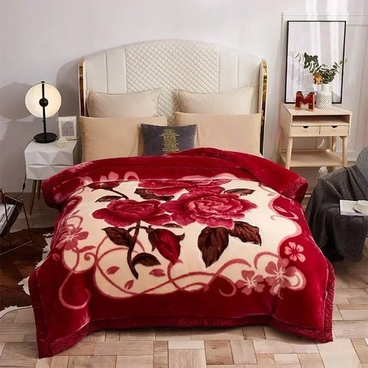 European Style Warm Raschel Blanket – Thickened Weighted Winter Comforter & Double-Sided Duvet