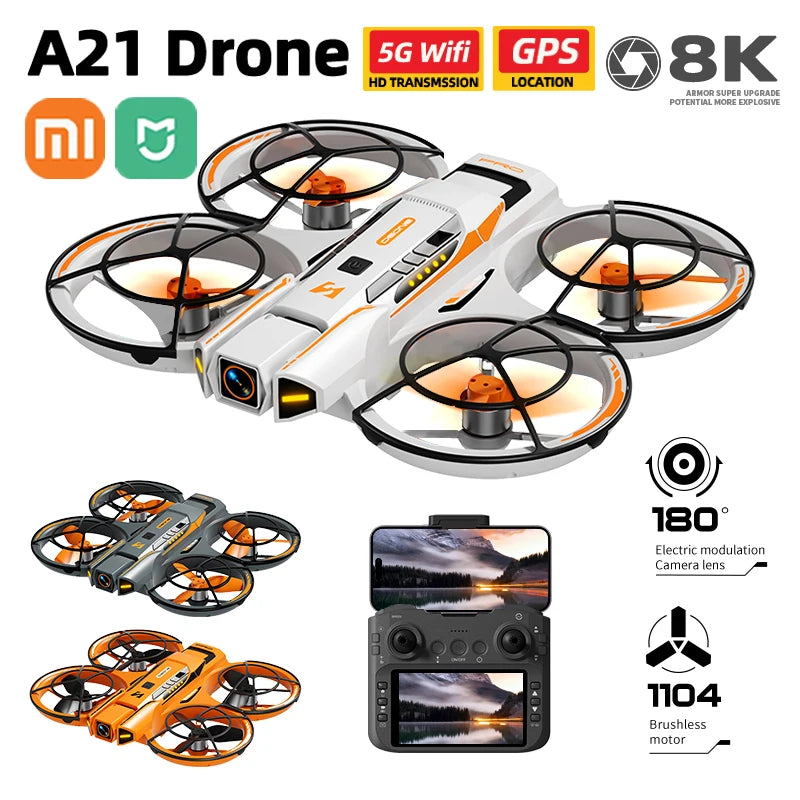 Xiaomi A21 Pro Mini Drone – 4K/8K HD Camera Quadcopter with Screen, Brushless Motor & Obstacle Avoidance