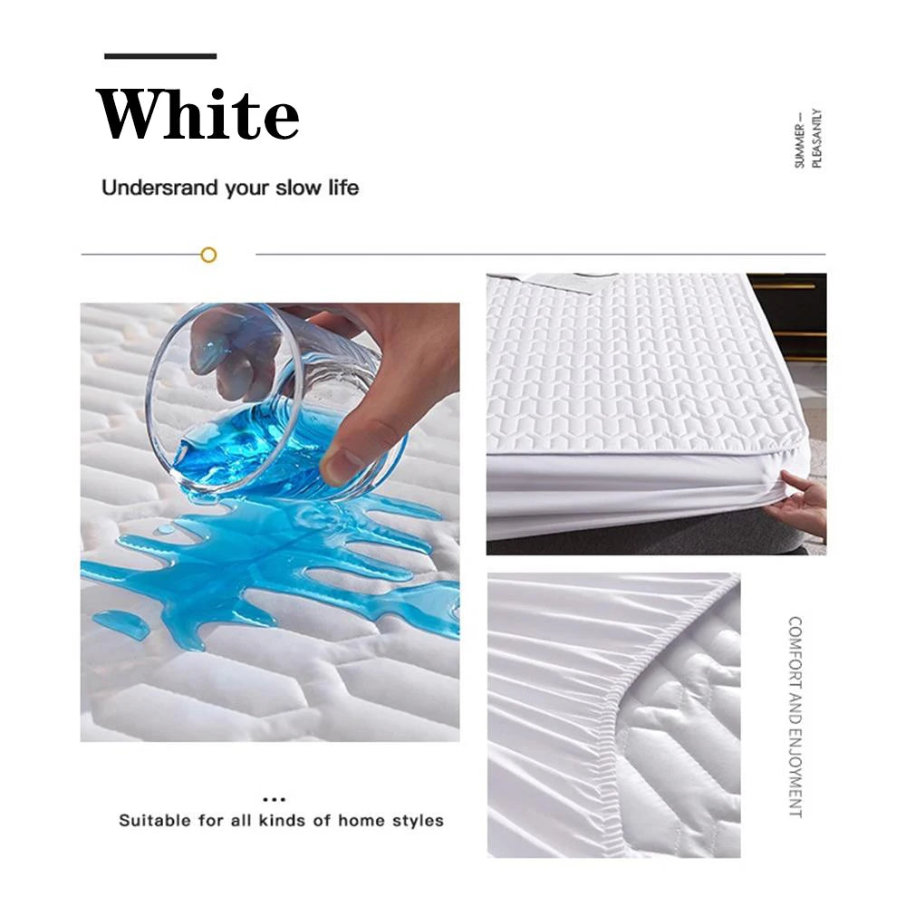 Waterproof Thicken Mattress Pad Protector | Skin-Friendly Durable Fitted Sheet Bed Cover | Latex Mat Cover 150x200 / 160x200 / 180x200