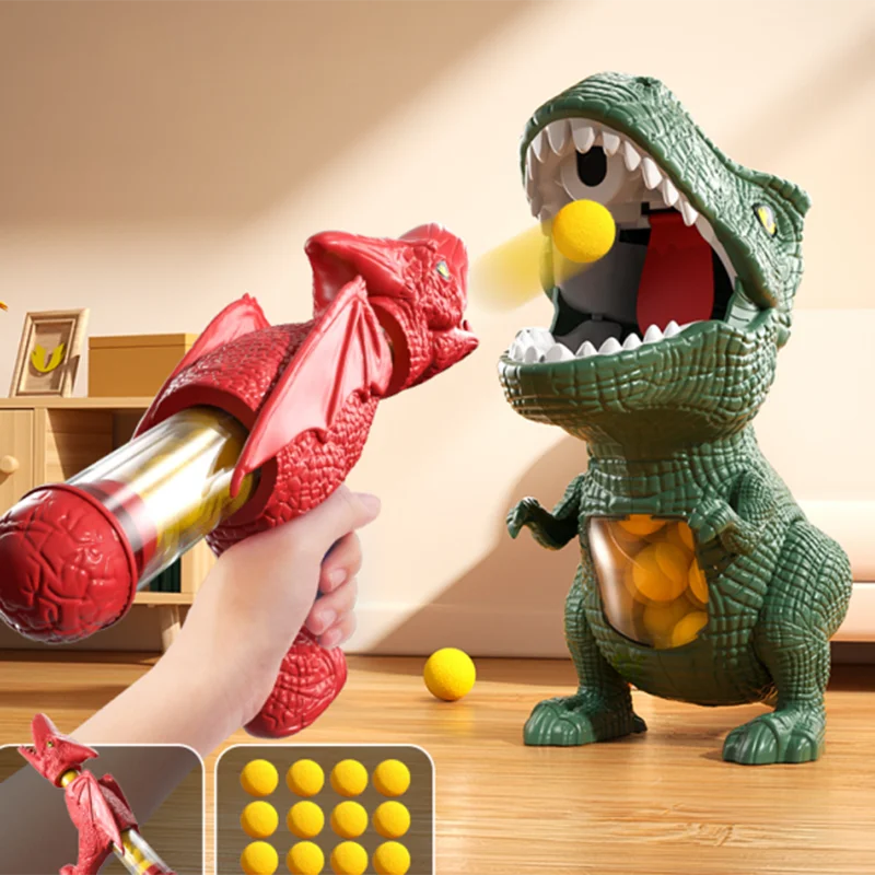 Dinosaur Shooting Tyrannosaurus Rex Toy – Soft Bullet Gun with Balls | Interactive Puzzle Toy for Kids & Parents