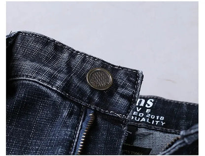 Wthinlee Men’s Business Jeans – Classic Straight Stretch Denim Trousers in Blue & Black