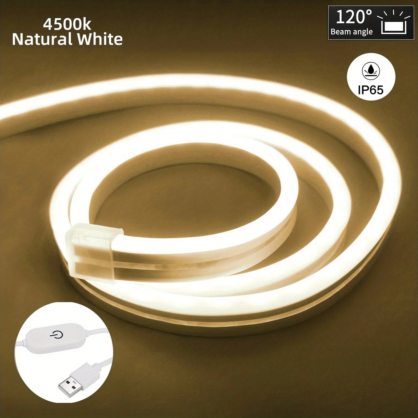 USB LED Neon Strip Light – 5V Dimmable Touch Sensor Flexible Waterproof Silicone Light for Home & Outdoor Decor