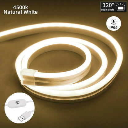 USB LED Neon Strip Light – 5V Dimmable Touch Sensor Flexible Waterproof Silicone Light for Home & Outdoor Decor