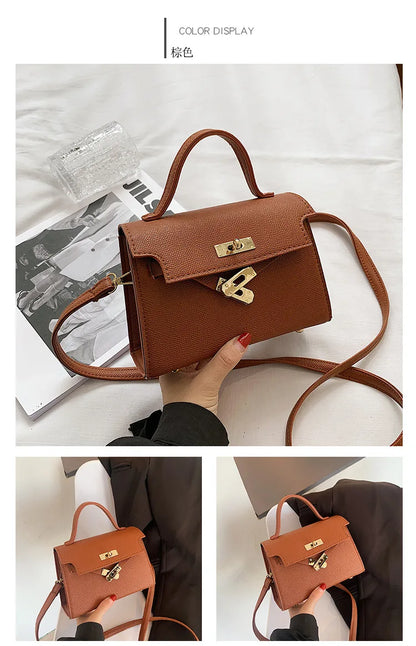 Style Women’s Shoulder Bag with Lock Closure – Trendy Embossed Crossbody Bag for Women
