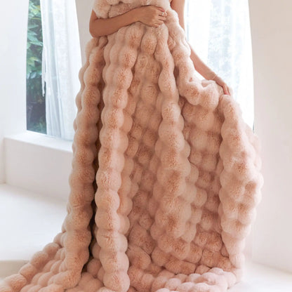 Double-Sided Faux Rabbit Fleece Blanket – Ultra Soft Warm All-Season Throw for Bed, Sofa & Travel