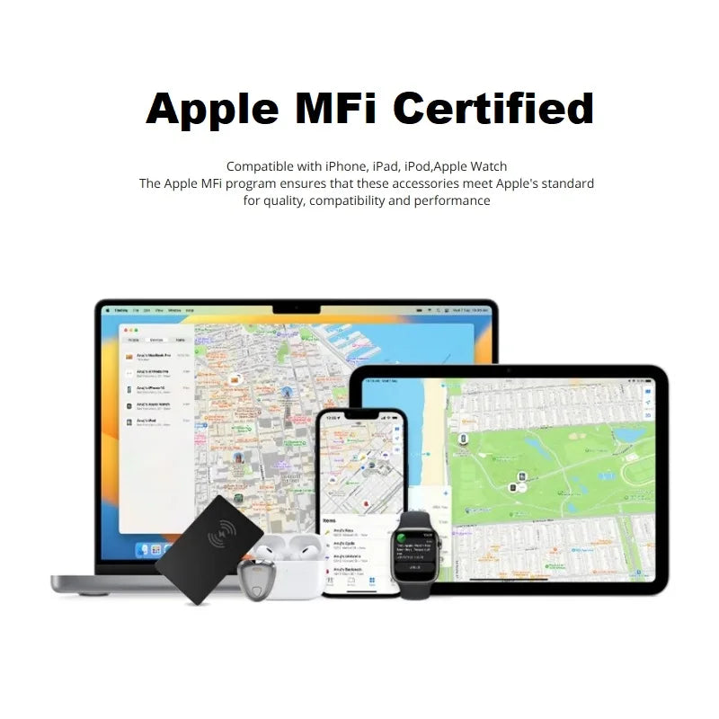 Wireless Charging GPS Tracker | Ultra-Slim Anti-Loss Device Compatible with Apple Find My & AirTag