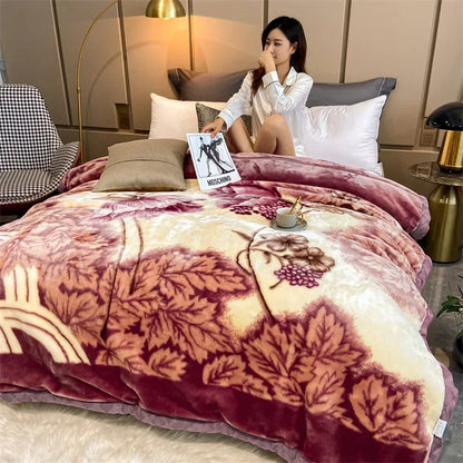 Winter Double Layer Raschel Blanket – Thick Warm Heavy Fluffy Fleece Quilt 150x200cm