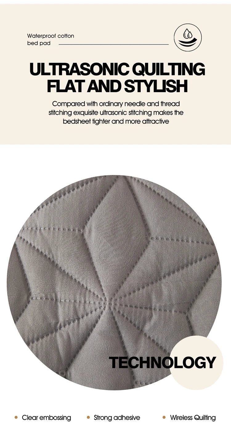 Waterproof Mattress Topper | Quilted Protector Pad | Elastic Band Fitted Bedspread | Winter Mattress Cover for Single & Double Beds (140/160 cm)