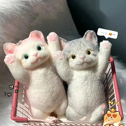 Realistic Fluffy Cat Stress Relieving Toy – Simulation Cat Doll Squeeze Gift for Kids & Adults
