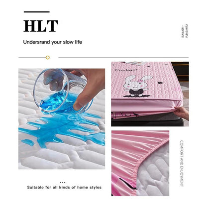 Waterproof Thickened Mattress Pad Protector – Skin-Friendly Durable Fitted Bed Sheet Cover, Latex Mat Cover (120x200 / 150x200 / 180x200)