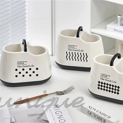 Kitchen Tableware Holder – Plastic Cutlery Storage Box with Drainage Hole