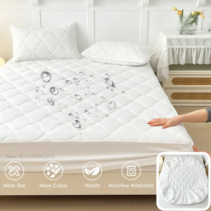 Waterproof Fitted Bed Sheets – Soft Microfiber Mattress Pads, Breathable Bedspread Protector for Single, Double, King, Queen Sizes