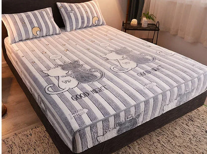 Winter Thermal Velvet Fleece Fitted Sheet – Fluffy Flannel Double Bed Mattress Protector Cover, Elastic Bed Linen 150