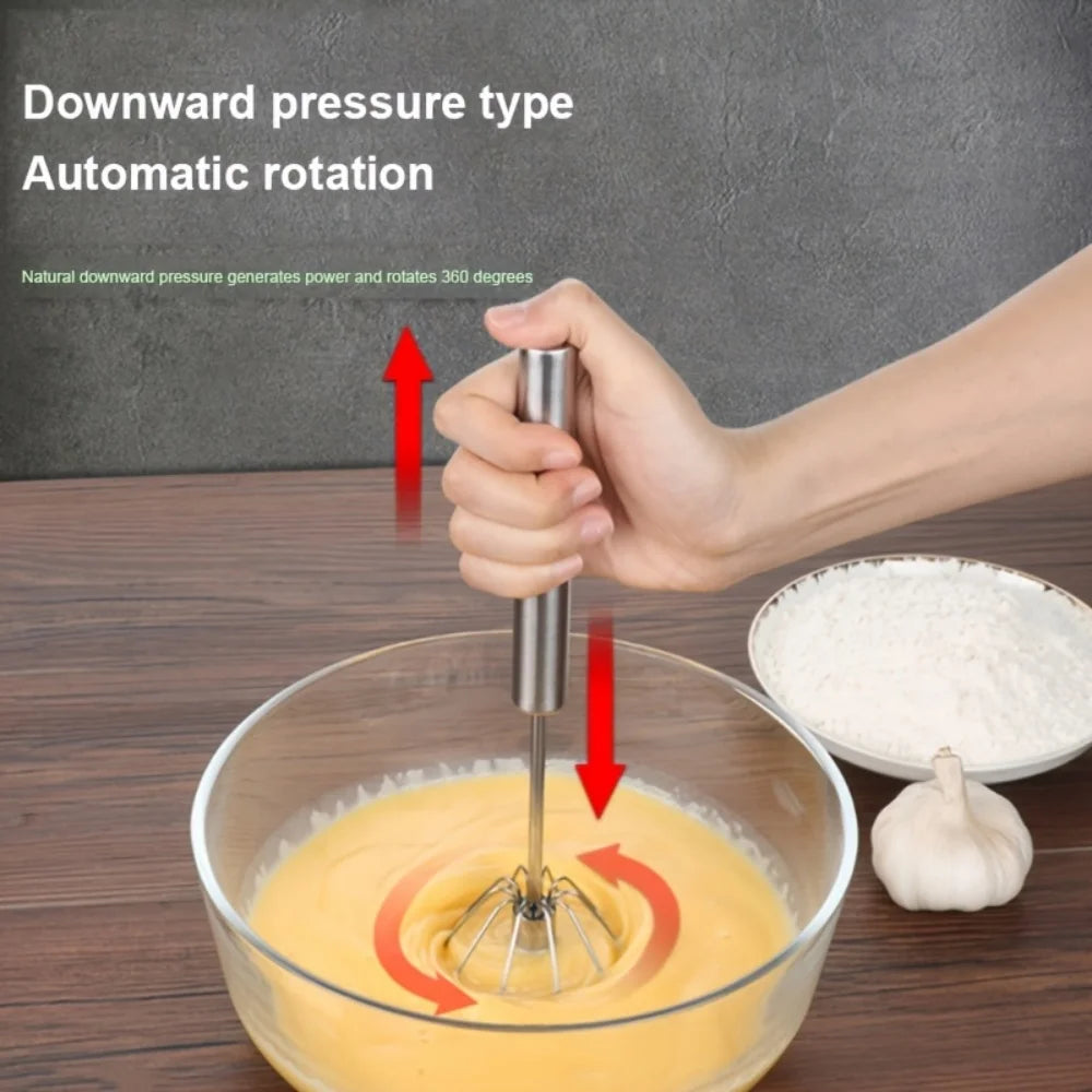 Stainless Steel Egg Beater – Semi-Automatic Hand Mixer for Baking & Cooking