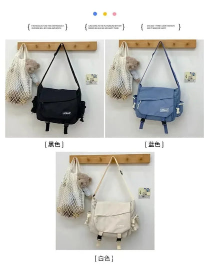 Japanese & Korean Style Single Shoulder Handbag – Retro Large Capacity School Postman Bag for Girls
