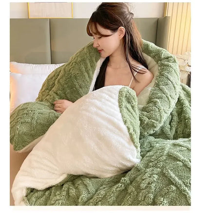 Warm Winter Super Thick Blanket Quilt – Artificial Lamb Cashmere Weighted Comforter for Bed