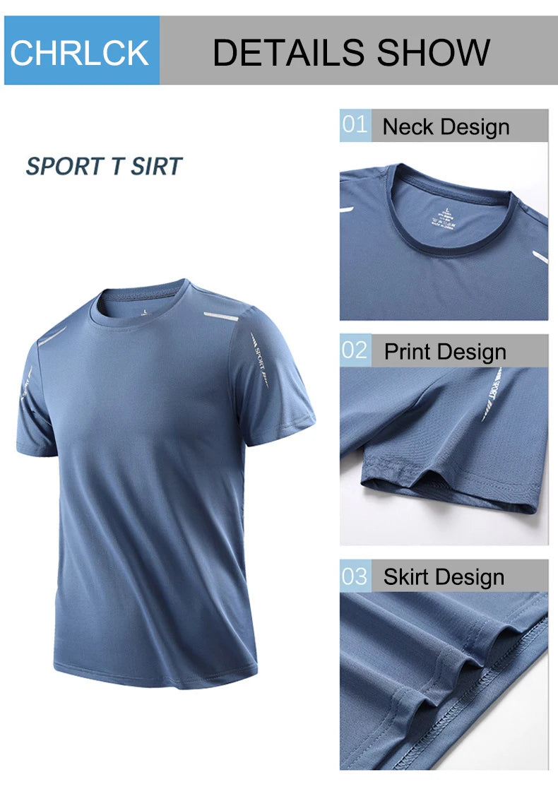 CHRLCK Men’s Quick-Dry Running T-Shirt – Breathable Outdoor Sports Short Sleeve Tee for Summer