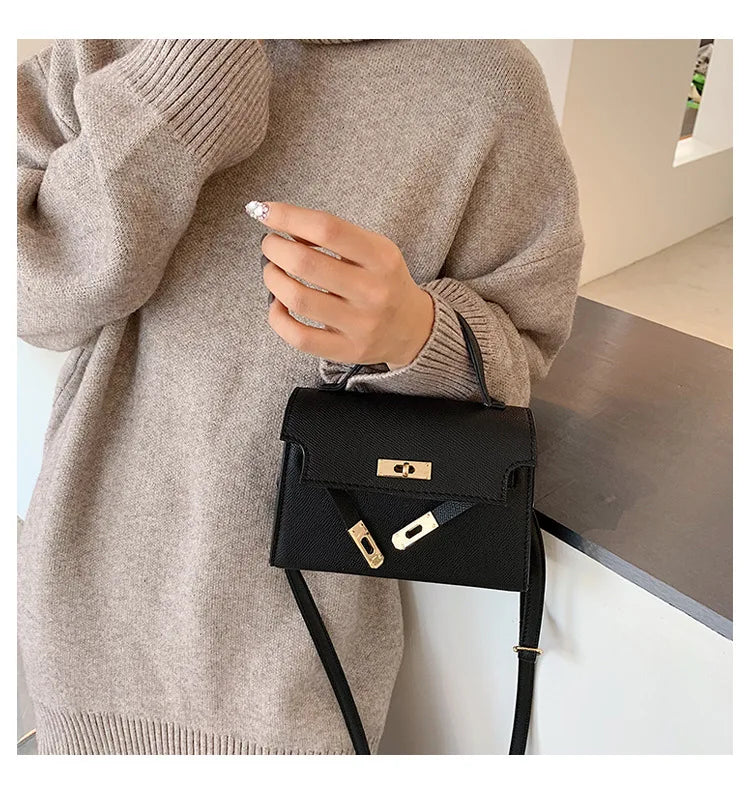 Style Women’s Shoulder Bag with Lock Closure – Trendy Embossed Crossbody Bag for Women
