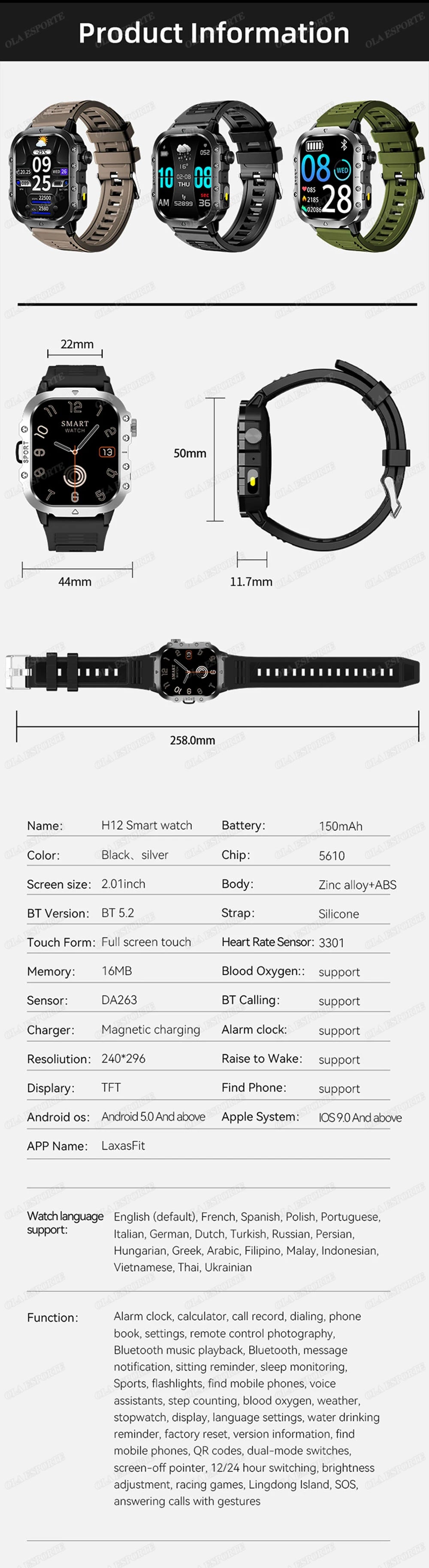 Men’s Military Outdoor GPS Sports Smart Watch – Heart Rate, Sleep Monitor & Waterproof Fitness Watch for iOS & Android