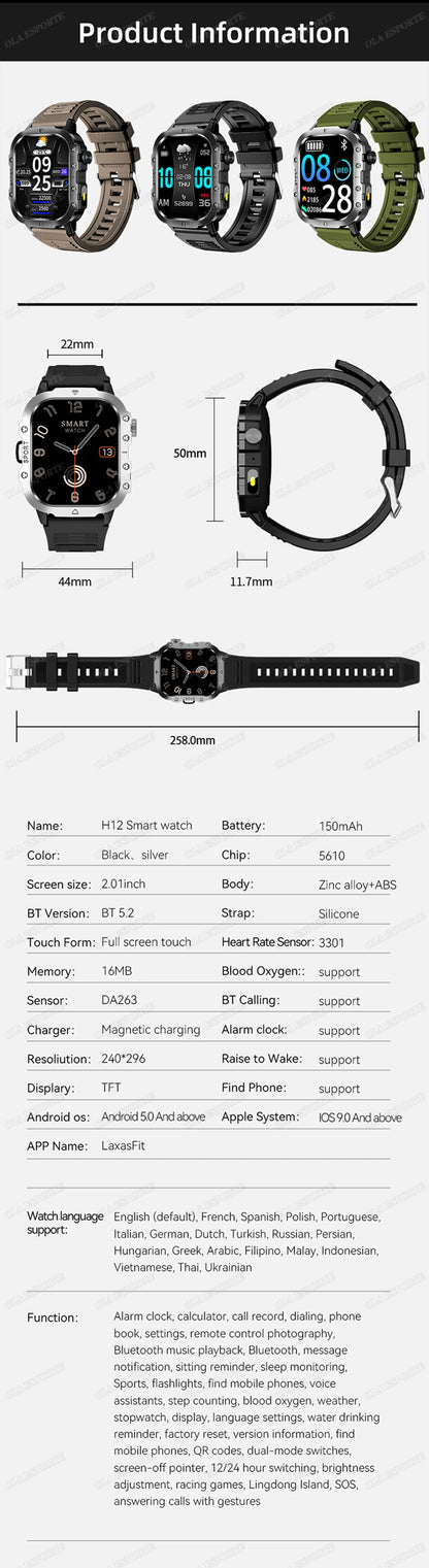 Men’s Military Outdoor GPS Sports Smart Watch – Heart Rate, Sleep Monitor & Waterproof Fitness Watch for iOS & Android
