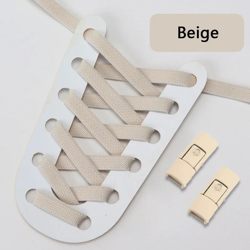 Elastic No-Tie Shoe Laces with Press Lock – 8MM Flat Shoelaces for Sneakers, Kids & Adults