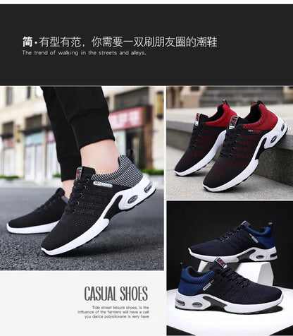 Men’s 2025 Trend Breathable Lace-Up Running Shoes – Lightweight Casual Sports Shoes