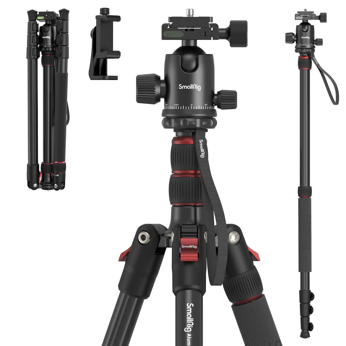 SmallRig T-10 Aluminum Tripod 3983 | Compact Lightweight Foldable Tripod for Camera & Smartphone | 15KG Load Capacity