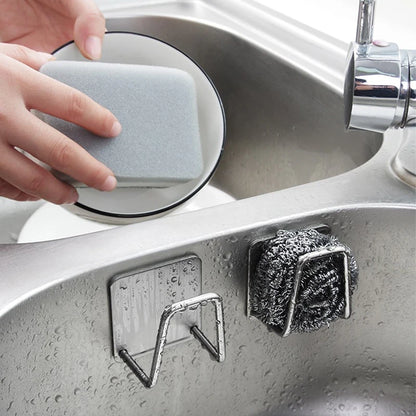 Stainless Steel Sink Sponge Rack – Wall-Mounted Draining Holder for Kitchen