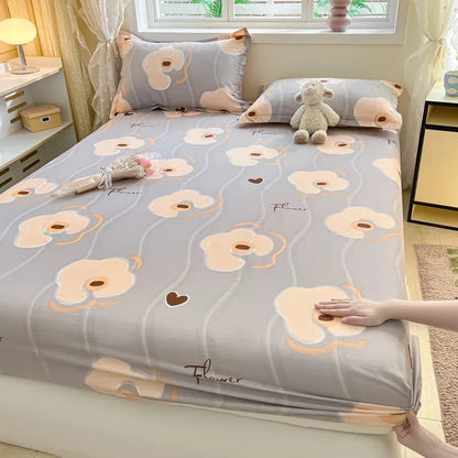 100% Cotton Bed Sheet | Cute Dinosaur Print | Elastic Fitted Mattress Cover | Kids Cartoon Bedding (No Pillowcase)