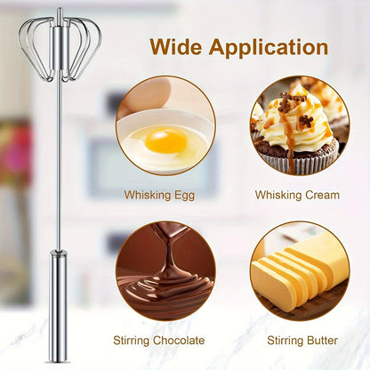 Stainless Steel Egg Beater – Semi-Automatic Hand Mixer for Baking & Cooking