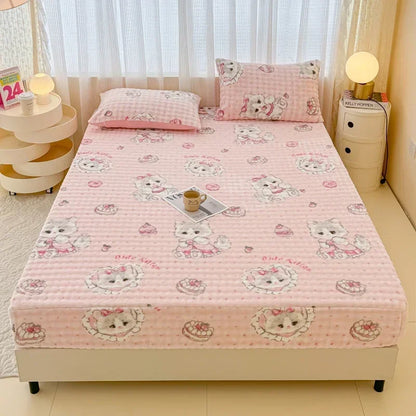 Fluffy Plush Cartoon Fleece Bed Sheet | Double Bed | Winter Warm