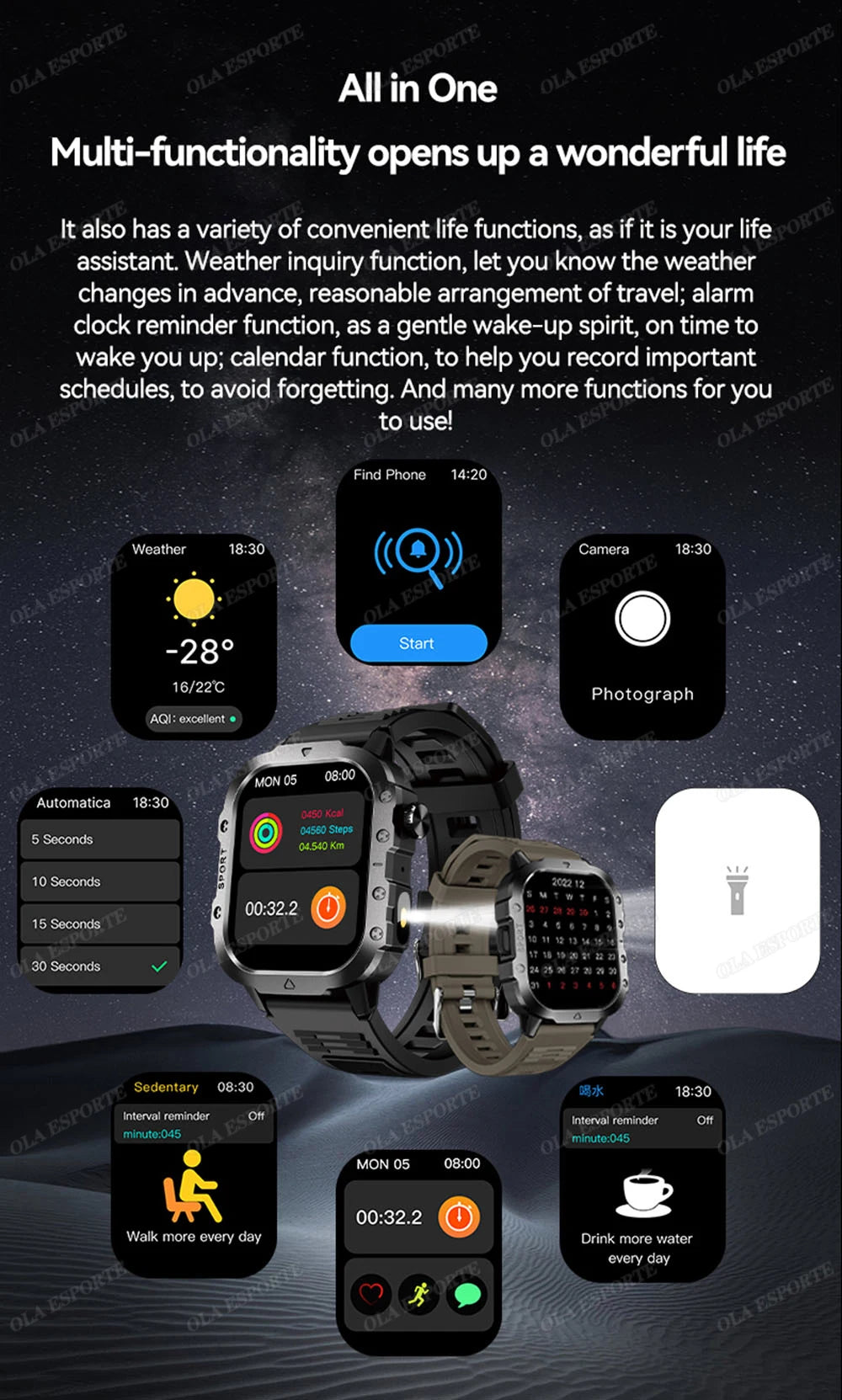 Men’s Military Outdoor GPS Sports Smart Watch – Heart Rate, Sleep Monitor & Waterproof Fitness Watch for iOS & Android
