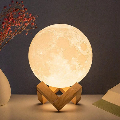 Moon Lamp LED Night Light – Battery-Powered Starry Light with Stand for Kids