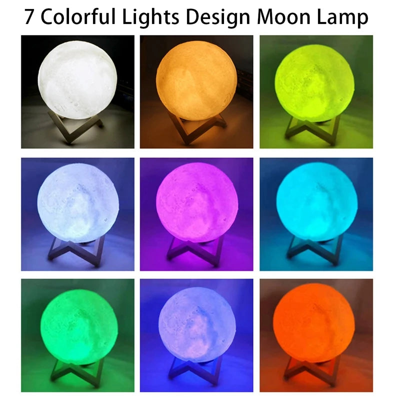 Moon Lamp LED Night Light – Battery-Powered Starry Light with Stand for Kids