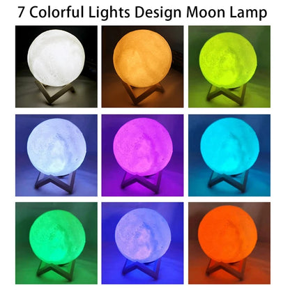 Moon Lamp LED Night Light – Battery-Powered Starry Light with Stand for Kids