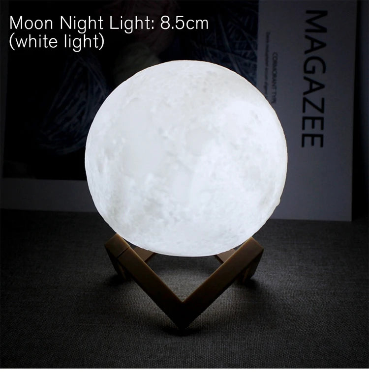 Moon Lamp LED Night Light – Battery-Powered Starry Light with Stand for Kids