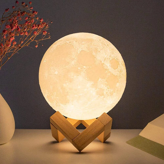 Moon Lamp LED Night Light – Battery-Powered Starry Light with Stand for Kids