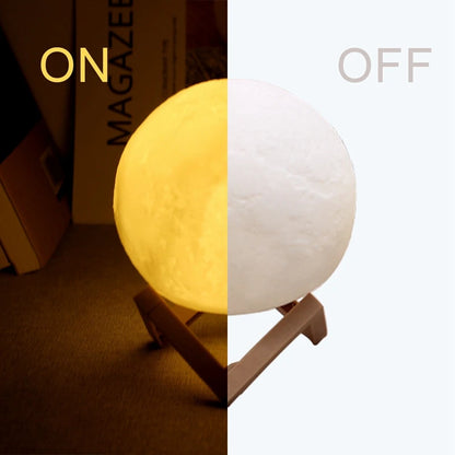 Moon Lamp LED Night Light – Battery-Powered Starry Light with Stand for Kids